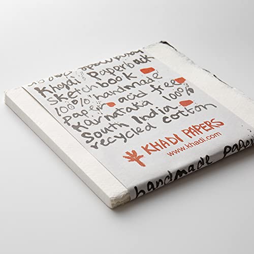 Khadi Handmade Paperback Book 15 x 15 cm White Medium Smooth - Image 3