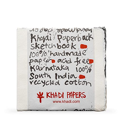 Khadi Handmade Paperback Book 15 x 15 cm White Medium Smooth - Image 4