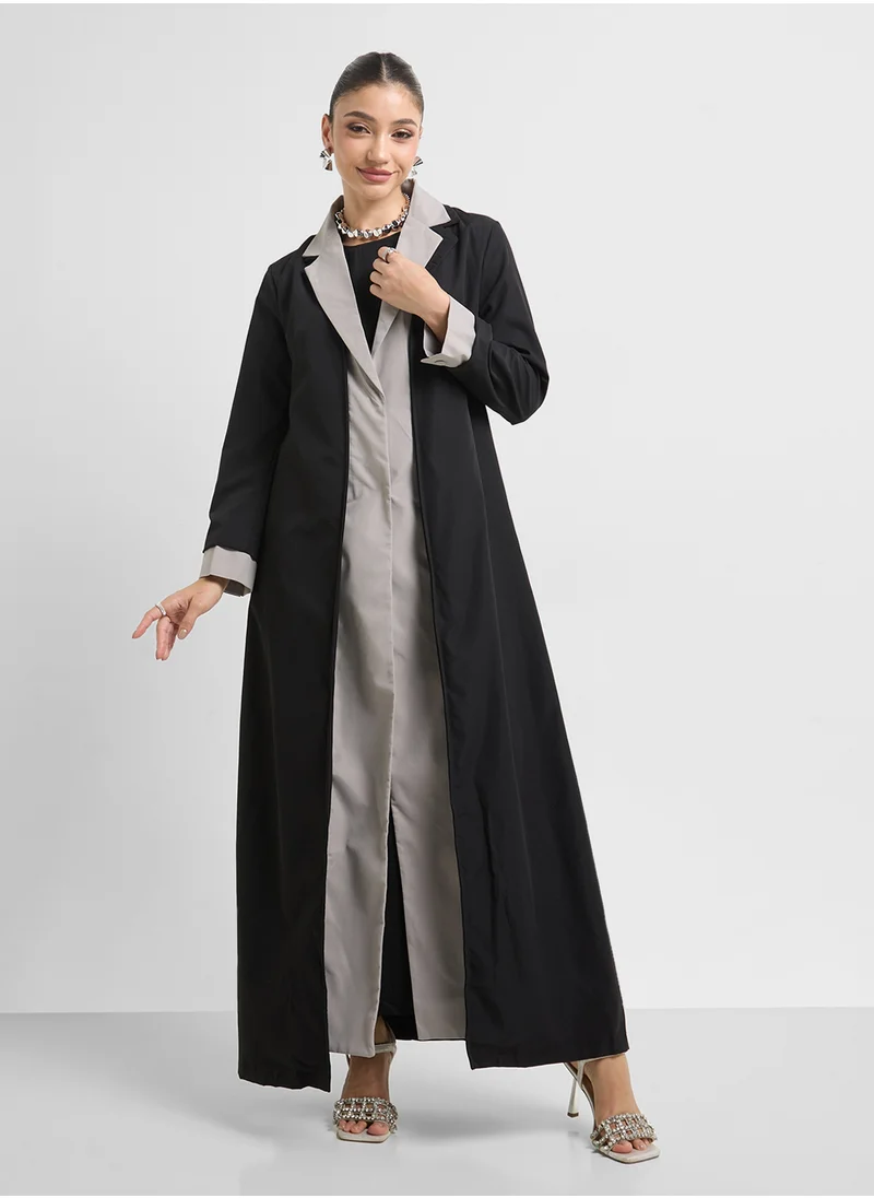 Khizana Monotone Trench Style Abaya