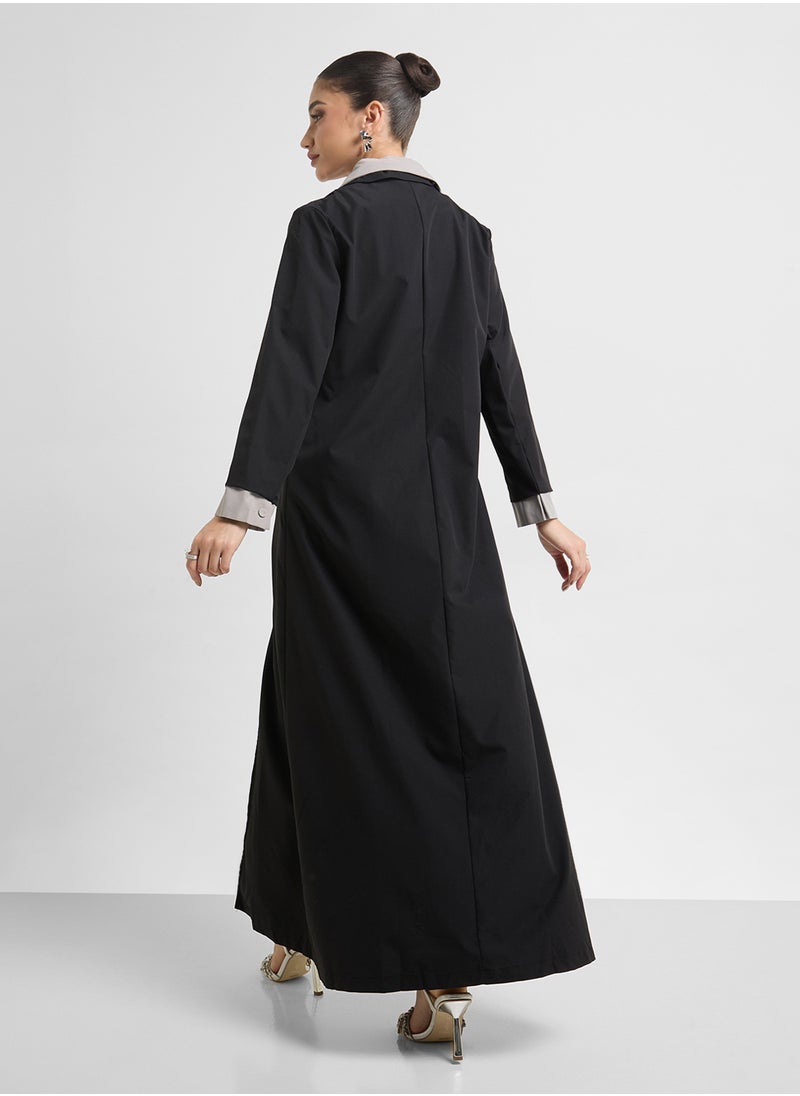 Khizana Monotone Trench Style Abaya  - Image 2