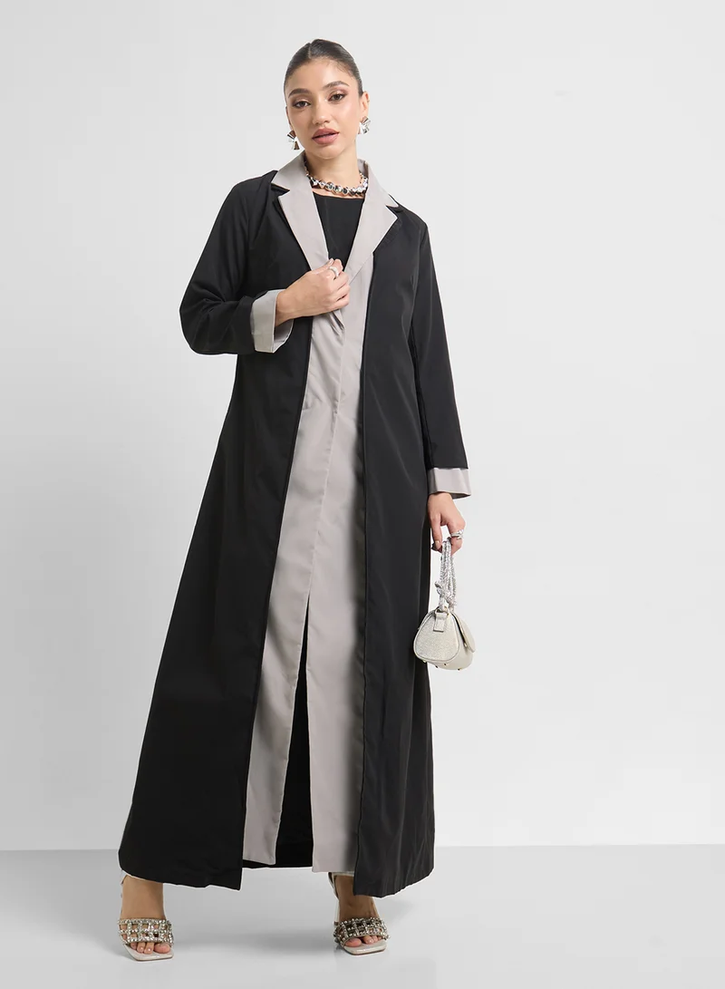 Khizana Monotone Trench Style Abaya