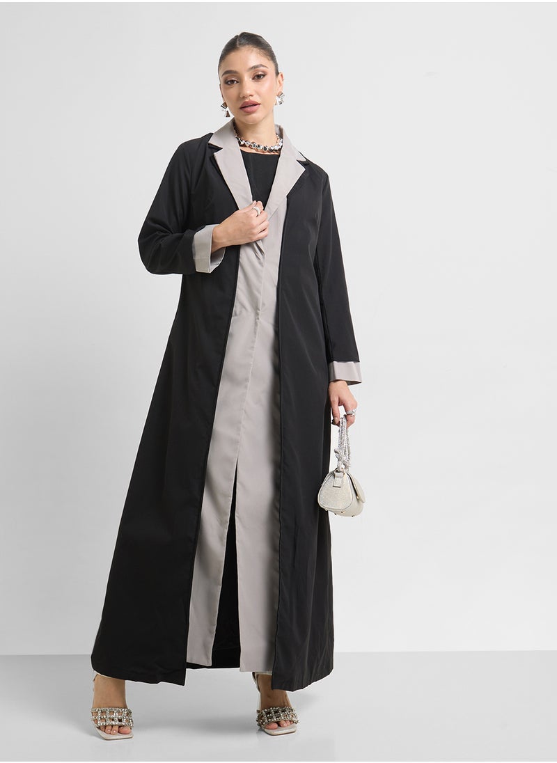 Khizana Monotone Trench Style Abaya  - Image 4