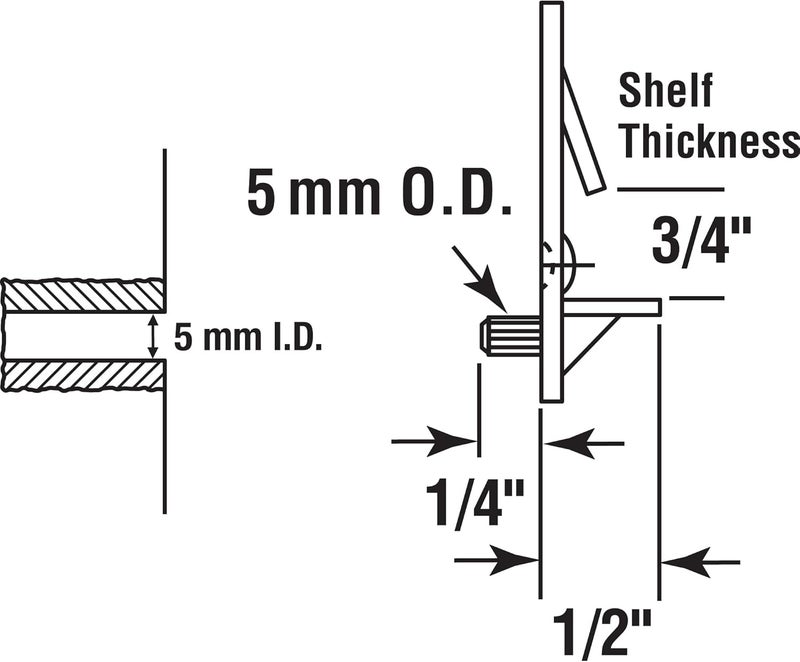 PRIMELINE U 11301 Self-Locking Shelf Support Pegs, 5mm. Peg x 3/4 In. Shelf, Plastic (4 Pack), Clear - Image 3