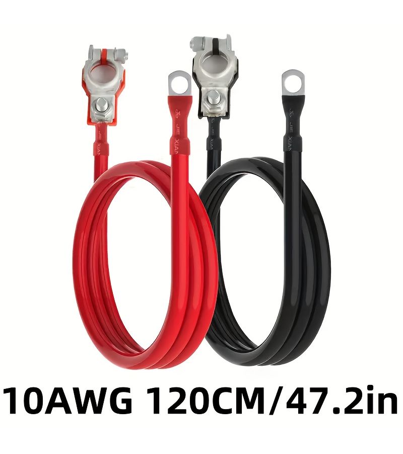 10AWG Battery Inverter Cables With Terminal Connectors For Car Truck Motorcycle - Image 1