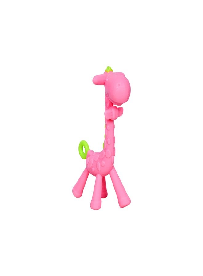 MINI FELLAS MINIFELLAS Pink Giraffe Baby Teether - Image 1