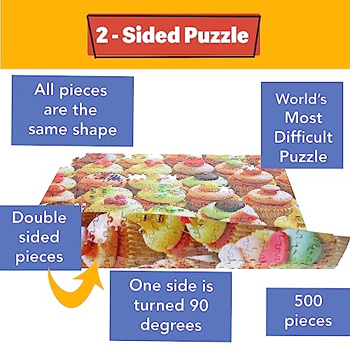 TDC Games Worlds Most Difficult Jigsaw Puzzle Double Sided Cupcakes 500 Pieces - Image 5