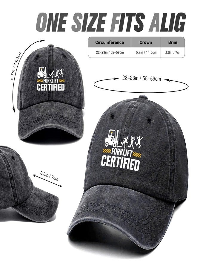 ZHANTUONE Forklift Certified Funny Retro Washed Cotton Baseball Cap, Adjustable Lightweight and Breathable Trucker Hat Outdoor Accessories, for Forklift Driver Dad Husband Grandpa, Birthday Black - Image 2