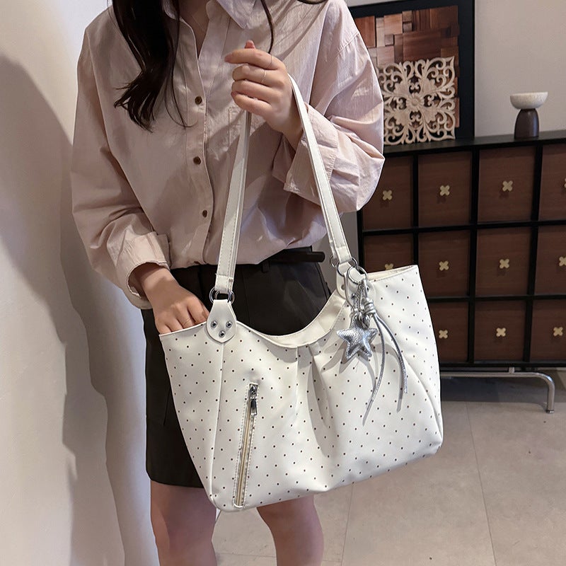Retro Polka Dot Tote Bag for Women, Large Capacity - Image 2