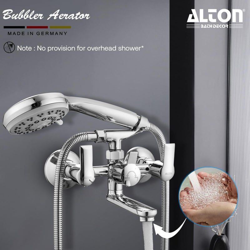 ALTON XNO5095 Brass Wall Mixer With 3Function Hand Shower SS304 Grade 15 Meter Tube and Crutch Chrome Finish - Image 4