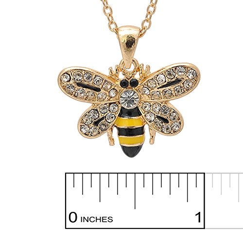 Spinningdaisy Crystal Embedded Yellow and Black Flying Bumble Bee Necklace (Gold Plated) - Image 4