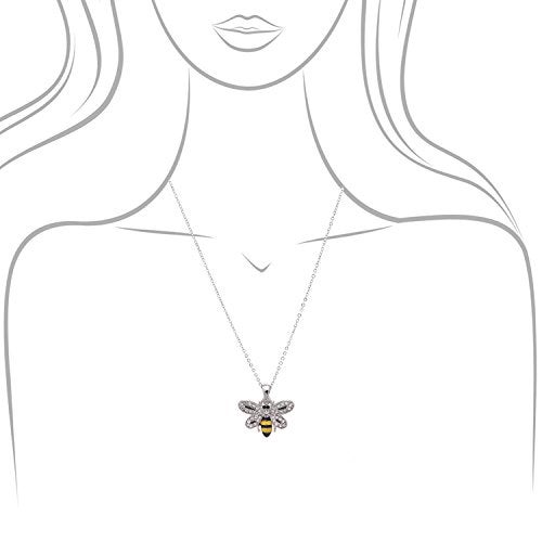 Spinningdaisy Crystal Embedded Yellow and Black Flying Bumble Bee Necklace (Gold Plated) - Image 5