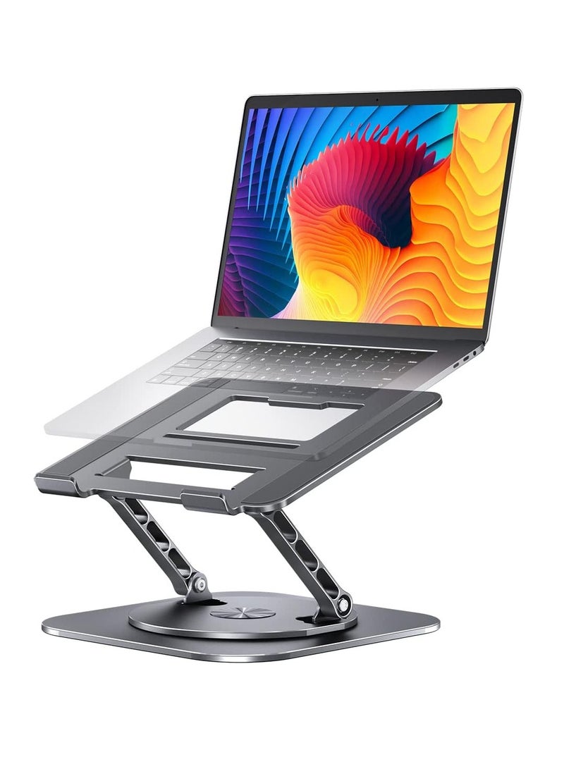 Aoife Adjustable Laptop Stand with 360 Degree Rotating Base, Practical and Convenient Foldable Design, Compatible with MacBook Pro/Air Notebook up to 16 Inch, Gray  - Image 1