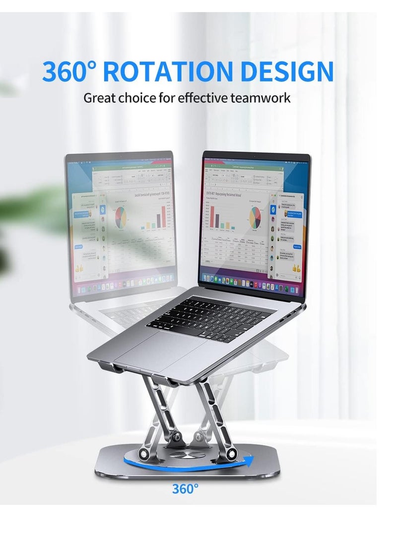 Aoife Adjustable Laptop Stand with 360 Degree Rotating Base, Practical and Convenient Foldable Design, Compatible with MacBook Pro/Air Notebook up to 16 Inch, Gray  - Image 2