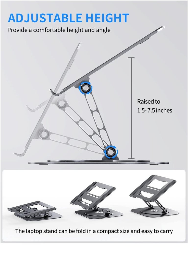 Aoife Adjustable Laptop Stand with 360 Degree Rotating Base, Practical and Convenient Foldable Design, Compatible with MacBook Pro/Air Notebook up to 16 Inch, Gray  - Image 3