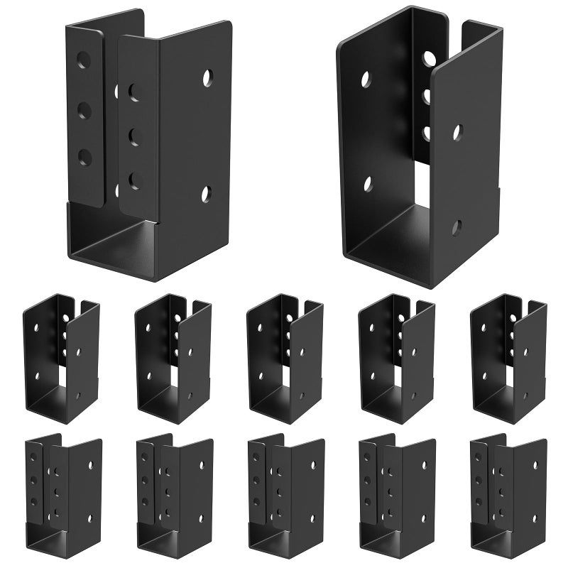 Fmhotu Concealed Joist Hanger (12 Pack) 2""X4"" Outdoor Concealed-Flange Joist Bracket With Screws Q235B Steel Powder Coated Concealed Mount Light Joist Hangers For 2""X4"" Beam Swing Handrail Fence - Image 1