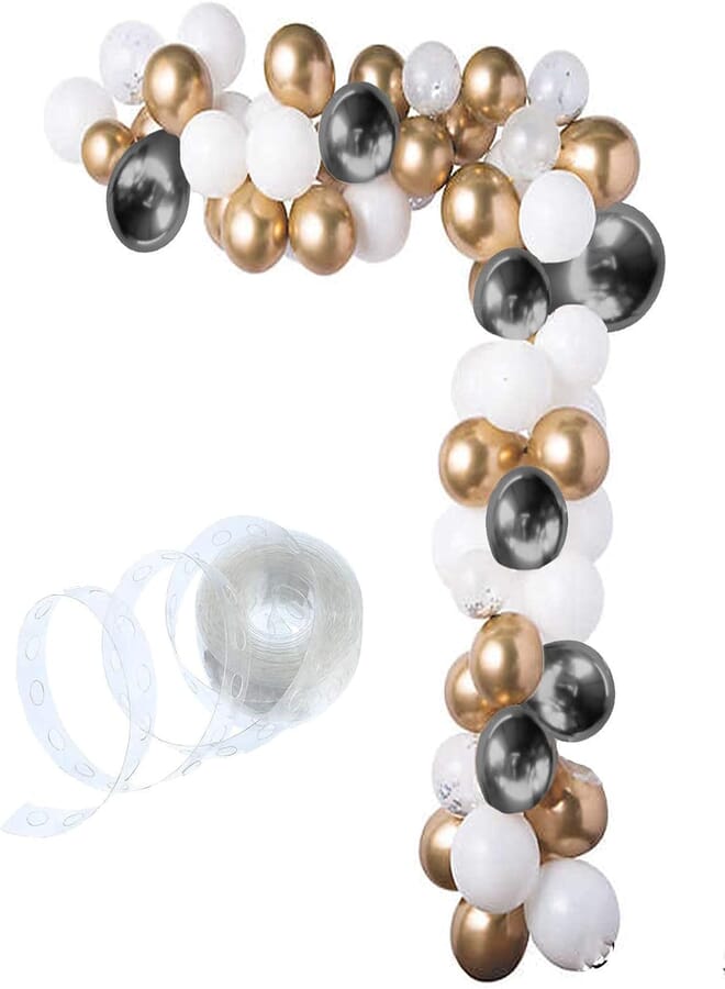 Secret 36Pcs Multicolour Chrome Balloons White, Black and Golden with Arch