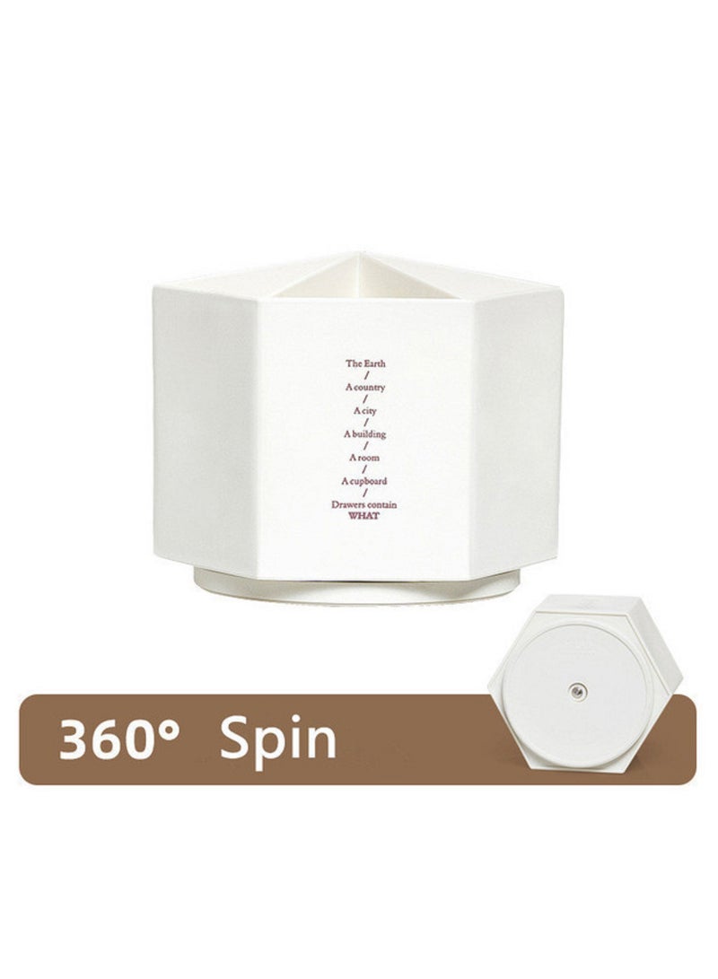 Gerenic 360 Rotating Desk Organizer Pen Holder Desktop Hexagon Pencil Pot Large Capacity Stationery White Color - Image 1