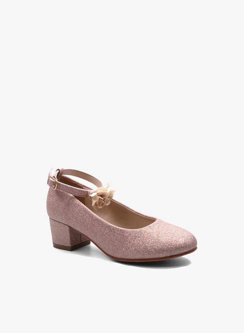 D'Daniela D' Daniela - Glitter Blossom Ankle Strap Shoes