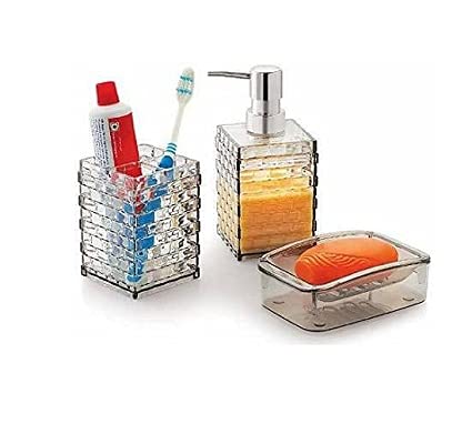 Pass Pass passpass Bathroom Set of Liquid Soap Dispenser, Soap Dish & Toothbrush Holder for Bathroom (Multicolor) - Image 2