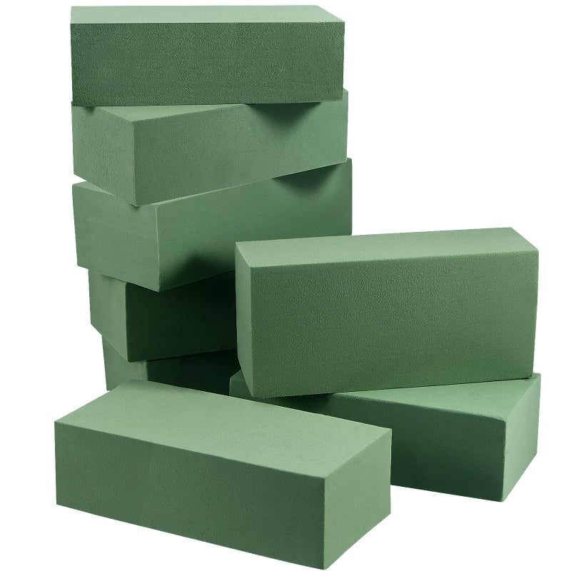 PINGEUI 8 PCS Green Floral Foam Bricks Dry Florist Foam Block DIY Flower Arrangements Foam for Florist Artificial Flower Arrangement Supplies Wedding Bouquet Centrepieces 225x11x7cm