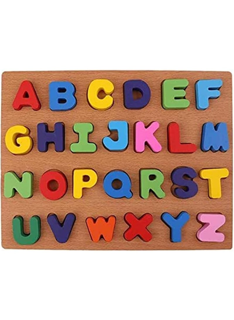 Wooden Puzzle Board – Alphabet, Numbers, Animals & Shapes for Kids - Image 1