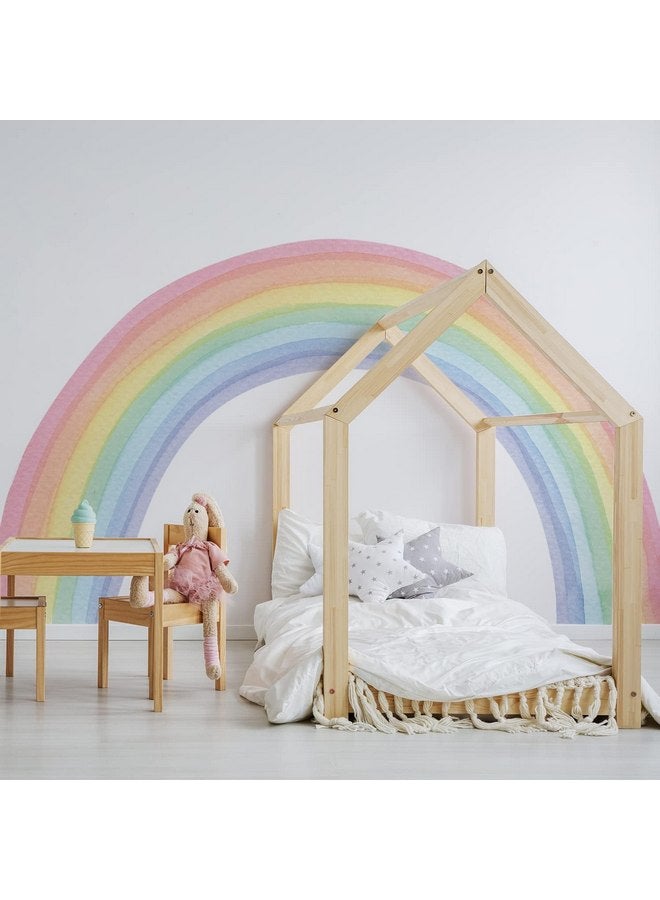 فان لايف ملصقات جدارية كبيرة من قماش funlife بألوان قوس قزح قابلة للتقشير واللصق، ملصقات جدارية بألوان قوس قزح مائية نابضة بالحياة مقطوعة مسبقًا لغرف نوم البنات وغرف الأطفال وغرفة اللعب، قوس قزح كامل نابض بالحياة - Image 1