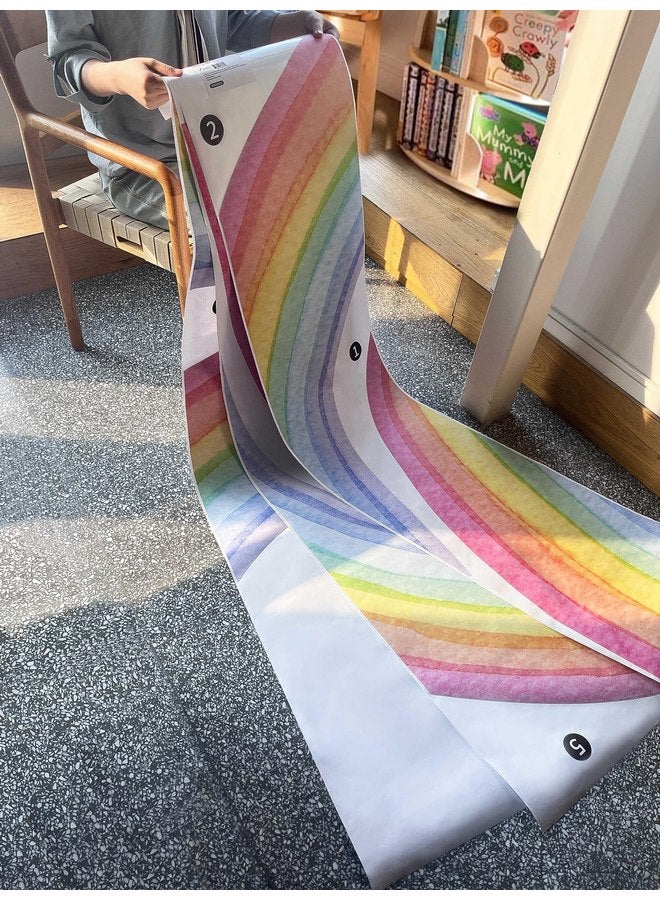فان لايف ملصقات جدارية كبيرة من قماش funlife بألوان قوس قزح قابلة للتقشير واللصق، ملصقات جدارية بألوان قوس قزح مائية نابضة بالحياة مقطوعة مسبقًا لغرف نوم البنات وغرف الأطفال وغرفة اللعب، قوس قزح كامل نابض بالحياة - Image 2