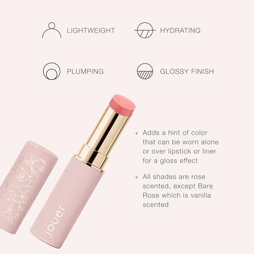 Jouer Essential Lip Enhancer Shine Balm Enhancing Tinted Lip Balm Moisturize Plump Nourishing Lip Care Jojoba Seed Oil and Maxi Lip Formula for Moisturizing and Fullness Peony - Image 5