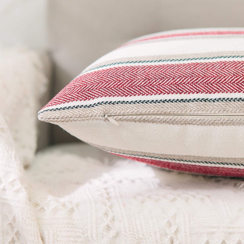 Natus Weaver 2 Pack Multicolor Stripe Euro Pillow Case Soft Linen Square Disporative Coushion Cover Cover Cover Cover With With Hidden Shipper Room 26 "X 26" " - Image 4