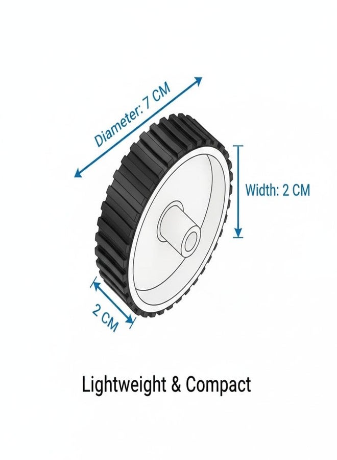 QBM High Torque 7×2 CM Gear Motor Wheel - Durable Rubber Tire with ABS Hub for Robotics Cars, DIY Projects & STEM Kits,(pack of 4) - Image 2