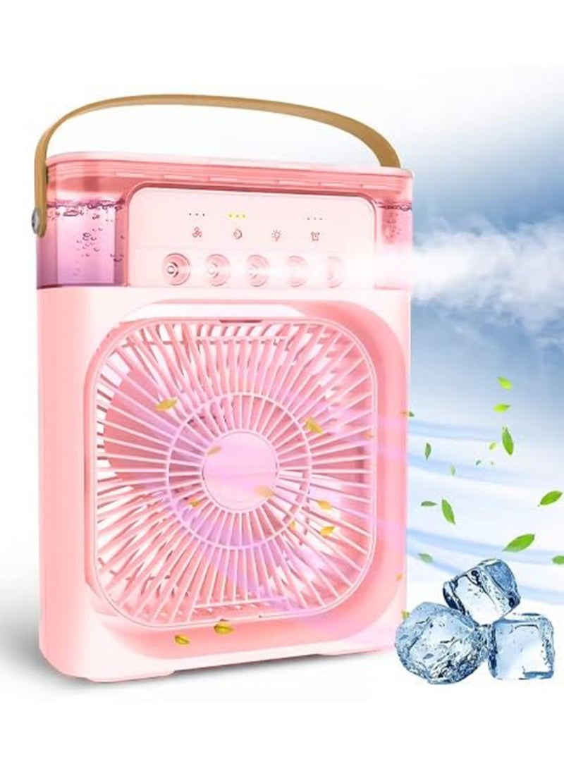 DubaiGallery Portable Air Conditioner Fan,Personal Mini Small Evaporative Air Cooler with AC adapter,Desktop Cool Humidifier with 7 Colors LED Light,1/2/3 H Timer,3 Speeds & 3 Spray for Room Office Home Travel - Image 1