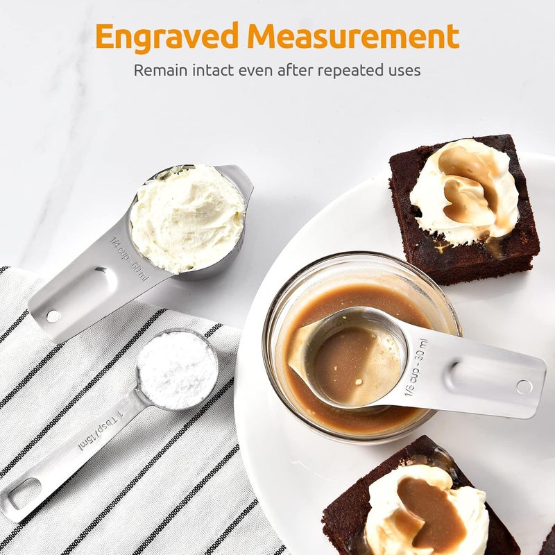 U-Taste Measuring Cups and Spoons Set: U-Taste 18/8 Stainless Steel Measuring Cups 15 Piece: 7 Metal Measure Cups & 7 Measuring Spoons with 2 D-Rings & 1 Professional Magnetic Measurement Conversion Chart - Image 4