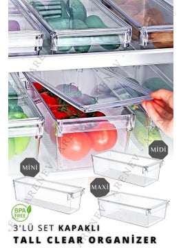 Boz House Set of 3 New Clear Refrigerator & Cabinet Organizer Storage Box with Cover  - Image 1