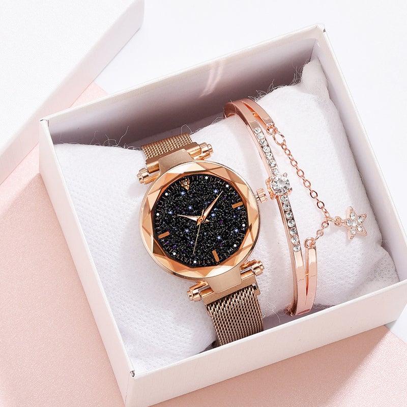 Magnet Explosions Ladies Watch Starry Sky Women'S Watch Simple One Diamond Magnetic Set Quartz Watch - Image 2