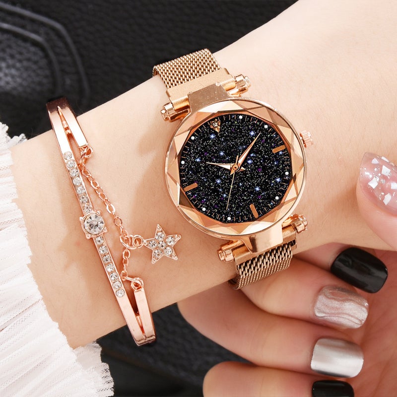 Magnet Explosions Ladies Watch Starry Sky Women'S Watch Simple One Diamond Magnetic Set Quartz Watch - Image 5