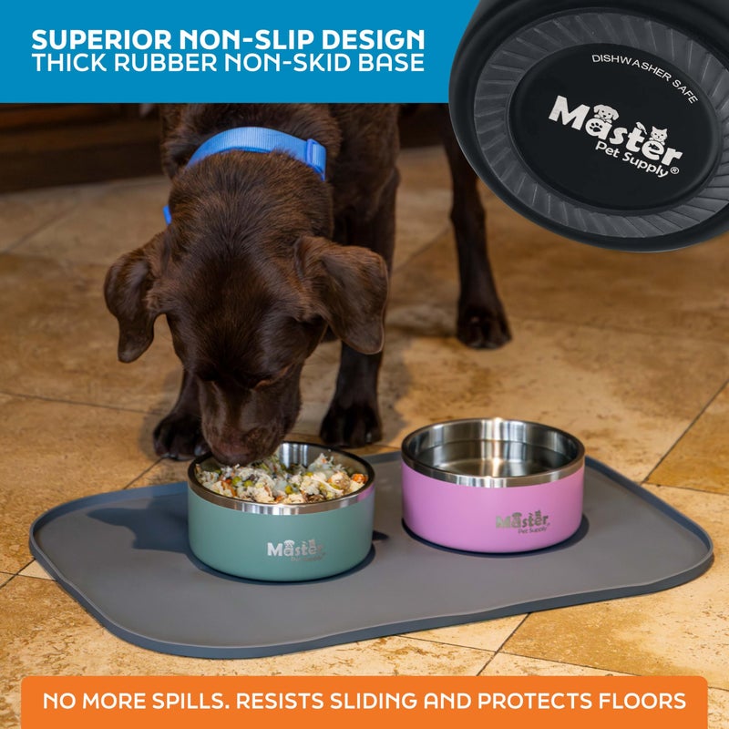 Master Pet Supply Stainless Steel Dog Bowls - 32 oz, Heavy Duty - Black Velvet, Double Wall Extra-Thick Insulated, Non-Slip Pet Water Bowl for Dogs, Cats & Pets, Anti Rust Metal, Dish Washer Safe - Image 5