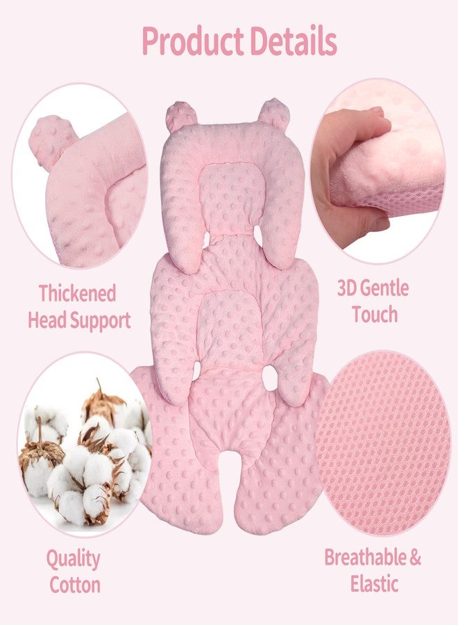 Honeau 3in1 Reversible Carseat Head Body Support Newborn,3D Minnky Infant Car Seat Insert,Extra Soft Breathable Baby Car Seat Pillow Cushion Boys Girls,fit Stroller,Bouncer,Swing(Pink) - Image 3