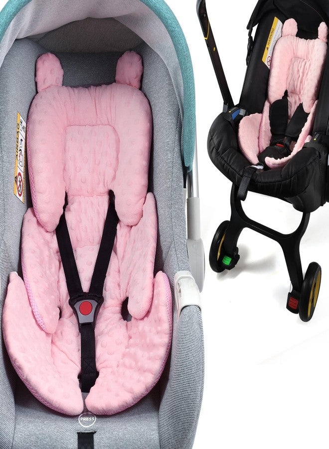 Honeau 3in1 Reversible Carseat Head Body Support Newborn,3D Minnky Infant Car Seat Insert,Extra Soft Breathable Baby Car Seat Pillow Cushion Boys Girls,fit Stroller,Bouncer,Swing(Pink) - Image 1
