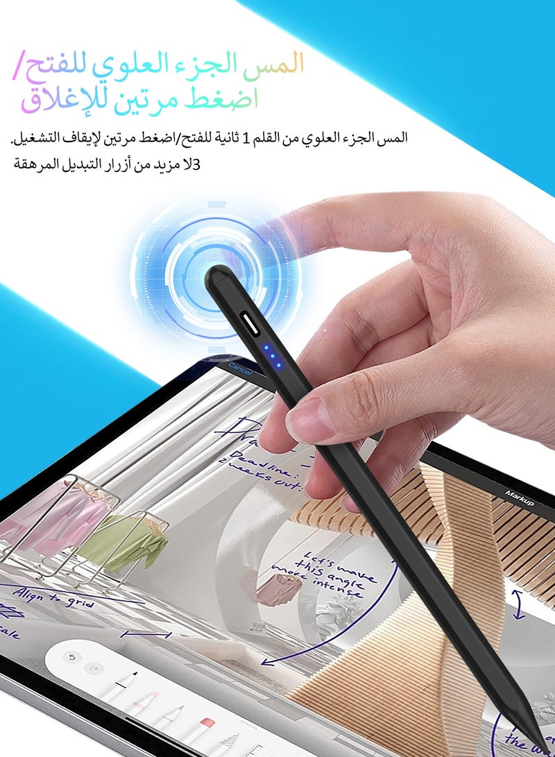 Stylus Pen for iPad,Stylus for 9th and 10th generation iPad with palm rejection, positively compatible with Apple 10th, 9th, 8th, and 6th generation, Pro 11,Black  - Image 3