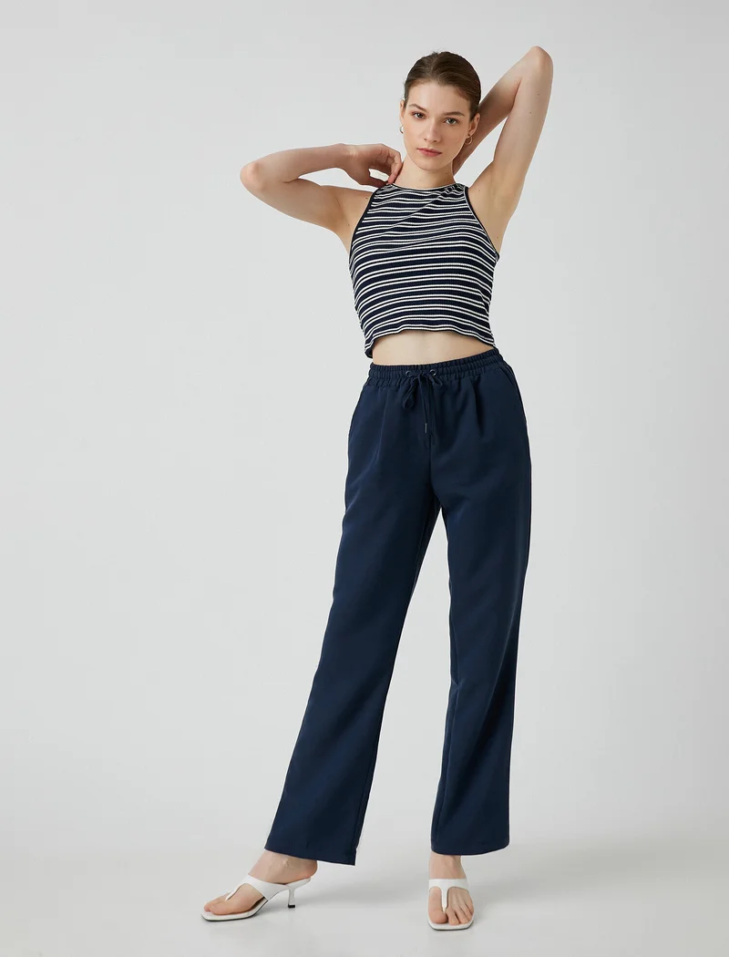 كوتون Wide Leg Trousers Pocket Drawstring
