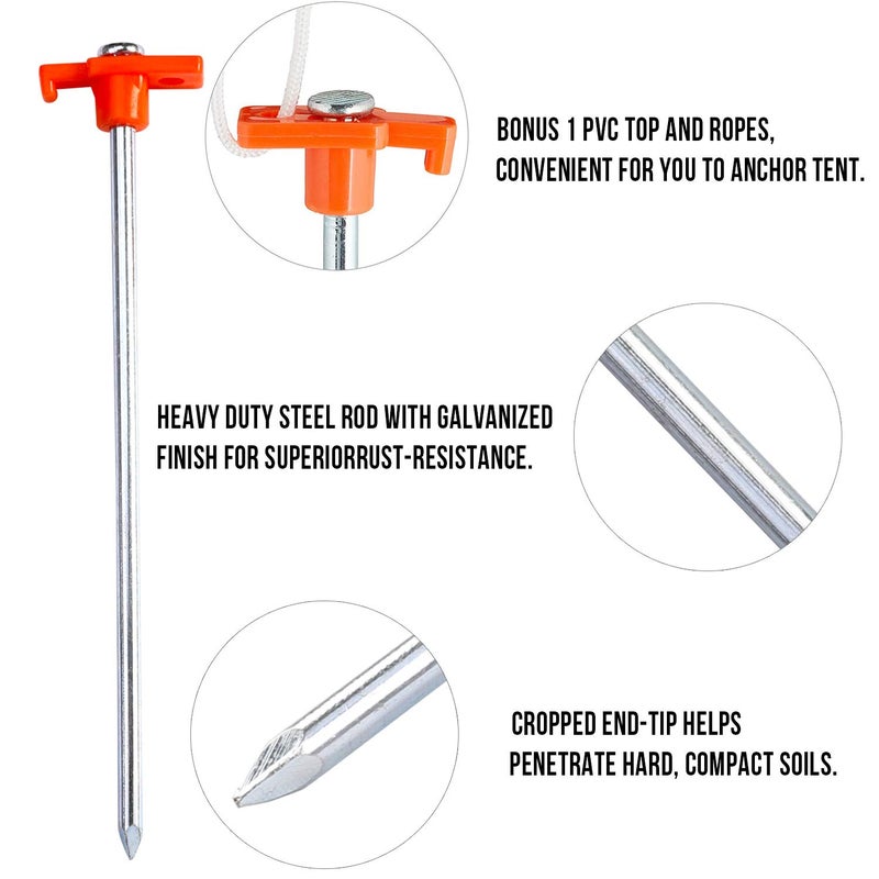 ABCCANOPY Tent Stakes Camping Tent Stakes, 10pc-Pack (Orange) - Image 2