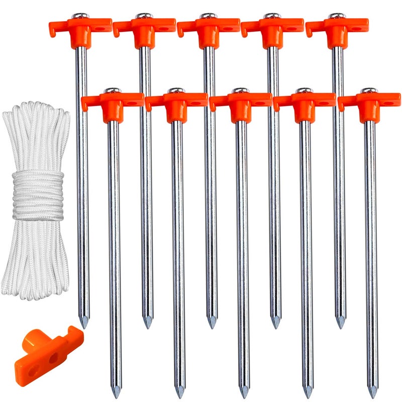 ABCCANOPY Tent Stakes Camping Tent Stakes, 10pc-Pack (Orange) - Image 1