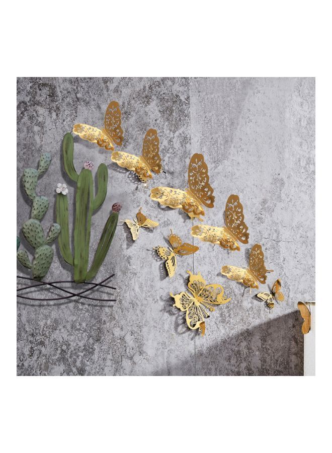 نيبمينينت طقم ملصقات جدارية بتصميم فراشات بتأثير معدني من 12 قطعة ذهبي سي - Image 3