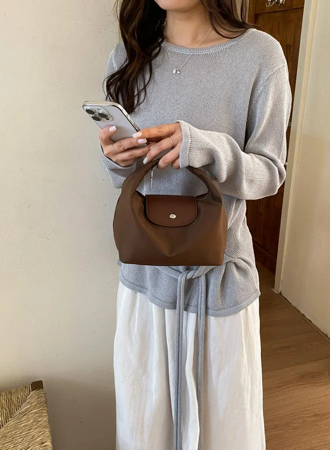 Take Two Solid Handbag with Flap Detail