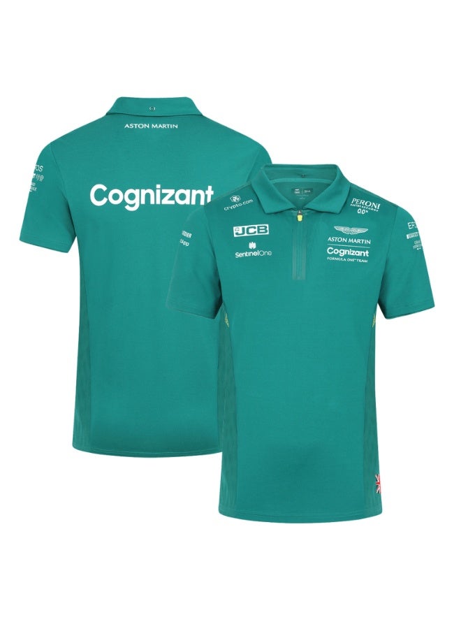 اف 1 بدلة السباق F1 -قميص قابل للتنفس، سريع التجفيف، دائري العنق، قصير الأكمام طراز بولو على الطرق الوعرة