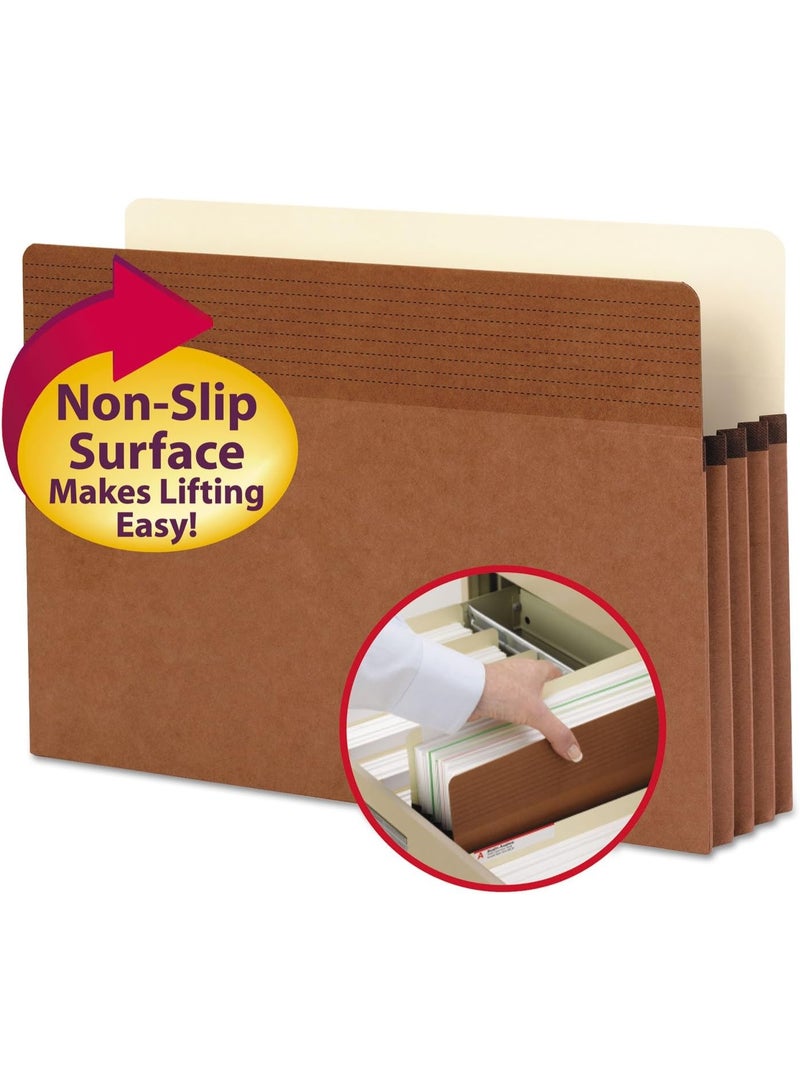 Smead Easy GripÂ® File Pocket, Straight-Cut Tab, 3-1/2" Expansion, Legal Size, Redrope, 25 per Box (73210) - Image 1