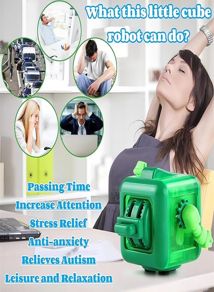 لعبة فيدجيت روبوت كيوب فيدجيت، لتخفيف القلق، لعبة فيدجيت روبوت كيوب مريحة للكبار محمولة باليد، مكعبات بناء فيدجيت رائعة لاضطراب نقص الانتباه وفرط النشاط والوسواس القهري (أخضر*1 أزرق*1) - Image 2
