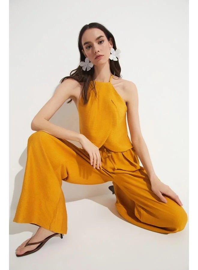 جون June Double Breasted Blouse & Trouser Set Mustard