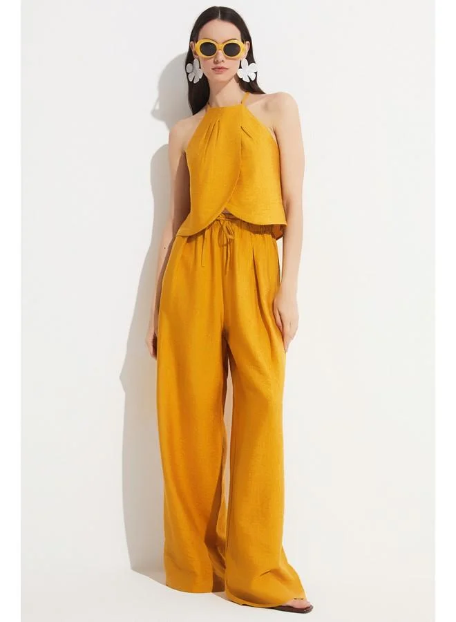 جون June Double Breasted Blouse & Trouser Set Mustard