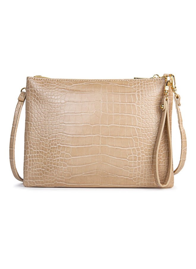AMELIE GALANTI Small Crossbody Purse Bag For Womenwristlet Clutch Handbag And Crossbody Wallet With Shoulder Strap For Cell Phone (Patternbeige)  - Image 1